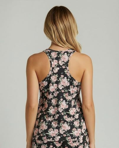 Image of Real Essentials 4 Piece: Women's Super-Soft Tank Top and Short Pajama Set - Loungewear Sleepwear (Available in Plus Size)