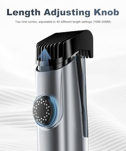 Image of Beard Trimmer for Men, 40 Adjustable Length Settings, Smooth Facial Hair Trimming, LCD Display, Beard Trimmer, Waterproof for Wet & Dry Use, Washable -Gray
