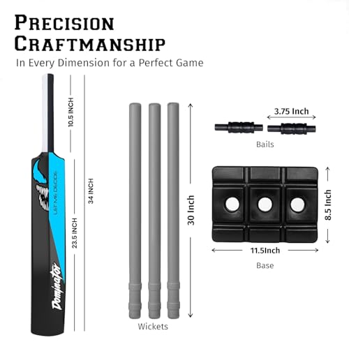 Image of Jaspo Venom Dominator Full Size Cricket Kit for Adults | 34″ Cricket Bat, Ball with Stumps & Bails with Kit Bag | Suitable for Wind Ball & Tennis Ball (Venom Domintor Full Size Kit)