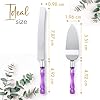 LUSHIG Cake Knife and Server Set, Cake Cutter and Pie Spatula, Cake Server and Knife Set with Acrylic Faux Crystal Handles, Cake Cutting Set for Wedding Cake, Birthdays, and Parties (Purple Silver)