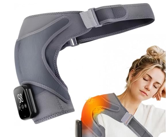 Schulter Massagegerät, 3 in 1 Schulter Massagegerät Gerät, Muskelverspannungen lösen, mit 3 Vibration & 5 Wärme, Kabellose Beheizte Schultermassageauflage, Unisex, für Zuhause Büro Papa Mama - Grau