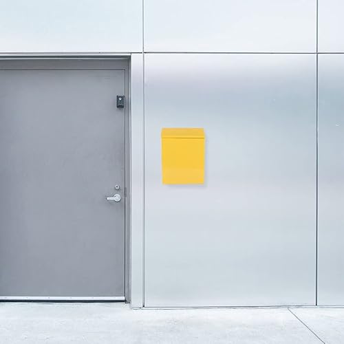 Miniatura 5 de Caja de sugerencias de hierro amarillo para buzón bloqueable montado en la pared para almacenamiento seguro de correo y quejas