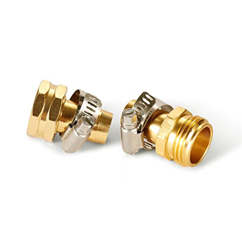Yuantenhwy 3/4" Aluminum Garden Hose Repair Quick Connector With Clamps,Fit For 3/4" Or 5/8" Garden Hose Fitting,2Pcs #TOP5