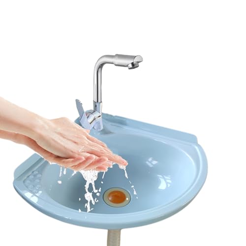 Lavelli in plastica colorata 27.5X35X10CM Lavello ad angolo Nessuna perforazione Acciaio Inox rubinetto con tubi per l'acqua calda e fredda piccolo lavabo da bagno (27.5X35X11CM B)