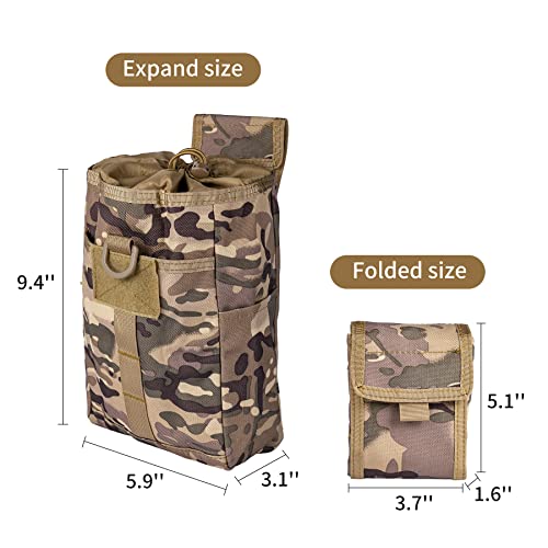 Annchwool Tactical Molle Dump Pouch,Quick Release Drawstring Magazine Utility Folding Waist Bag With 1*Tactical Gear Clip And 1*Patch(Camo) #TOP1