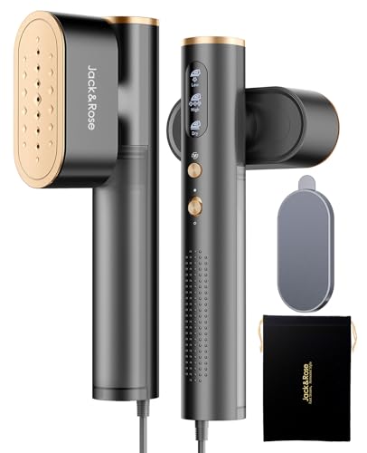 Jack ＆ Rose Travel Steamer for Clothes,100-220V Portable Iron,15s Heat Up,Steamer ＆ Iron 2 In 1, Travel Size,Large Ceramic Heat Panel,for Global ＆ Europe