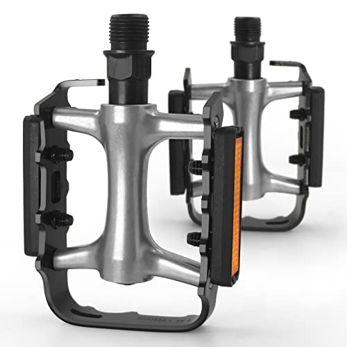 Mountain Bike Pedals,Road/Mtb Flat Pedals, Non-Slip Lightweight Aluminum Alloy Bicycle Pedals, Fits 9/16" Road Mountain Bmx Mtb Bike Pedal(Sliver) #TOP18