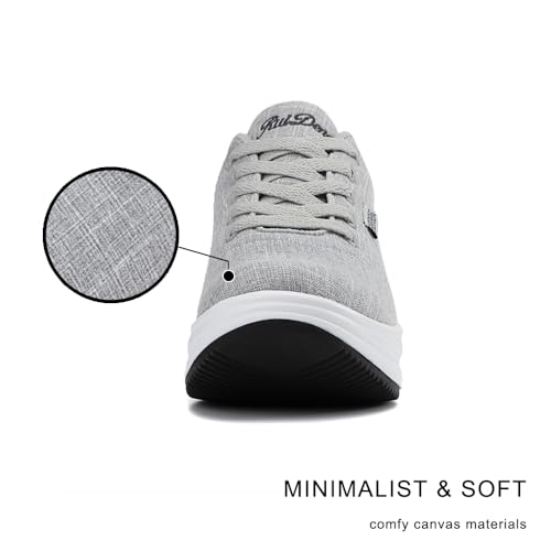 Image of RUIDENG Platform Shoes for Women Cushion | Womens Sneakers Platform Working All Day | 2 Inch Thick Rocker Bottom Grey Size 8