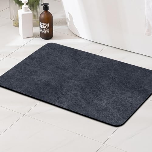 Yuragim Tapis de bain antidérapant lavable - Séchage rapide - Pour baignoire, douche et salle de bain, salon, décoration - Bleu marine - 40 x 60 cm