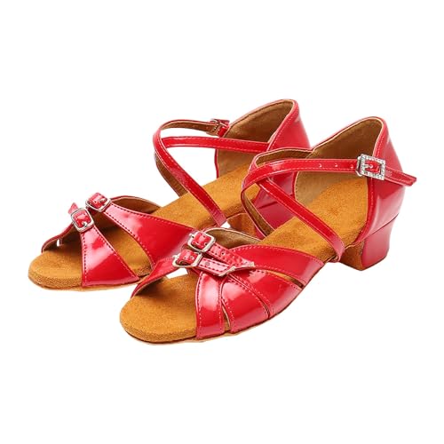 IWIHMIV Girls Sandals Summer Open Toe Low Thick Heel Shoes Comfortable Soft Sole Dance Dress Sandals for Toddler2