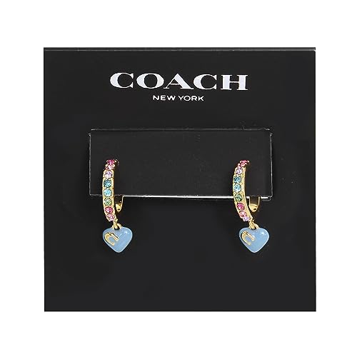 COACH Pave Enamel Heart Huggie Earrings4