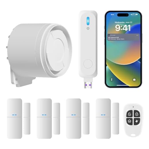 GRSICO Wireless Home Alarm System 7-Piece Kit, WiFi Alarm System for Kids Safety, Home Security, Apartment, Door Window Alarm with Phone App Alert(130dB Alarm Siren, Remote, Door Sensors)