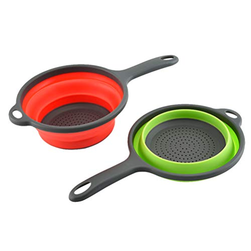 LUOEM 2 Piezas Coladores Y Coladores de Silicona Plegables Colador de Cocina Colador de Espacio para Verduras Cesta de Escurridor de Frutas (Color Aleatorio)