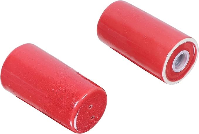 Image of QIMACPLUS Handcrafted Ceramic Salt and Pepper Shaker Set | Perfect Pour Holes for Kitchen, Dining Table, Picnic, Office, Restaurant, and Hotel | Set of 2 (Red)