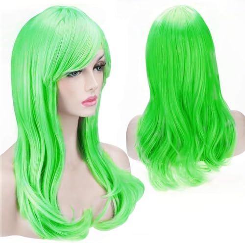 TRIXES Long Green Wig - 20” Wavy Hairpiece for Costume Party - Cosplay Fancy Dress Parties - Fancy Dress Accessories - Stag Do - Hen Do