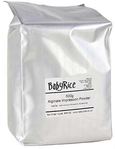 BabyRice - Polvere ad azione rapida per impronte di neonati, in alginato, cromatica (cambia colore), da usare con l'aggiunta di acqua, 500 g