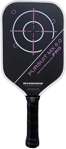 Miniatura 10 de Engage Pursuit Pro EX - Paleta de pickleball - Forma de cuerpo ancho, cara de fibra de carbono Toray T700 cruda, núcleo de control Pro "negro" de