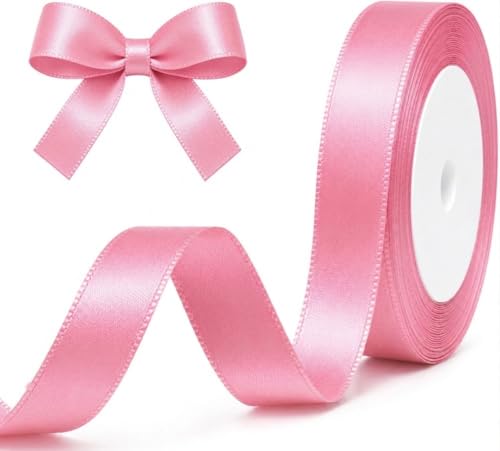 XEANCO Pink Satin Ribbon Polyester Ribbon Enhance Your Crafts & Celebrations Best for Gift Wrapping Decorations Wedding Car Ribbon Ribbons for Crafting