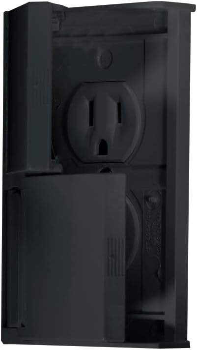 RV Designer S907, Weatherproof Dual Outlet Cover with Snap Cover Plate, Black, AC Electrical