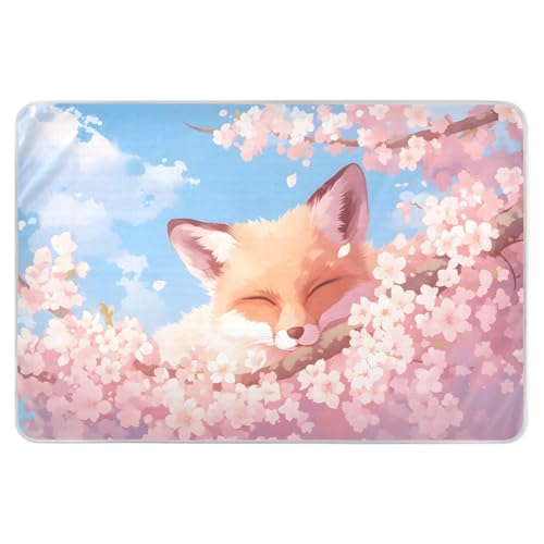 CEBUGI 34” x 52”Washable Underpads Heavy Absorbency Waterproof Incontinence Bed Pads Fox Flower Pee Pads for Adults Kids and Baby