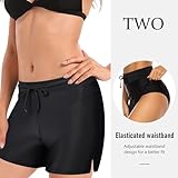 Runmeihe Women's Swim Shorts with Adjustable Drawstring, Quick Dry Ladies Swim Trunks, Swimming Costume Bottoms for Surfing Cycling Running Workouts (UK L, Regular, Regular, Black) - Image 6