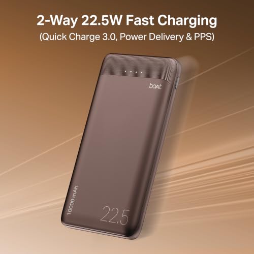 Image of boAt EnergyShroom PB300 Neo 10000mAh Power Bank with 22.5W Fast Charging, 3X Output Ports, Supports Android, iPhone, Tablets, Earbuds (Mocha Brown)