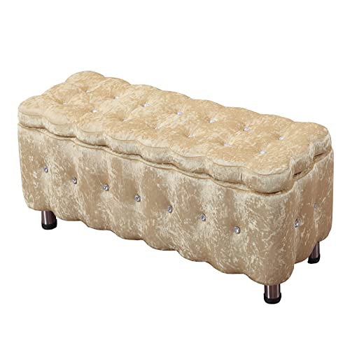 Repose-pieds pliable robuste et tabouret de rangement compact avec coussin doré
