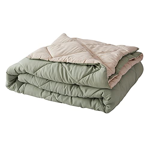 Nexhome Down Alternative Solid Comforter Set Queen Size, Lightweight Comforter Set Thin Microfiber Reversible Autumn Spring Winter Bedding Comforter (Queen, Sage Green/Beige) #TOP7