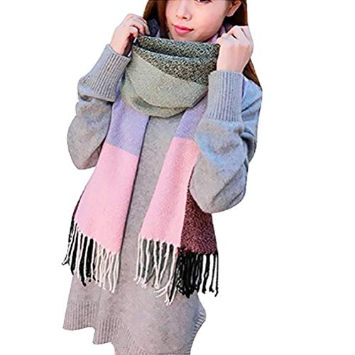 YULOONG女性のファッションの長いストールの大きい格子の暖冬の格子の大きい流蘇のカシミヤのマフラー