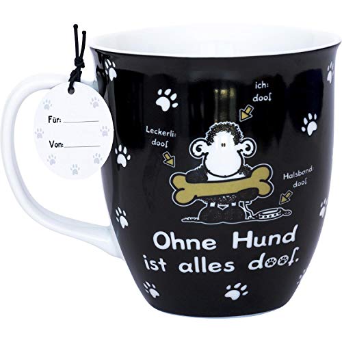 Sheepworld 45704 - Taza (porcelana, 400 mililitros), color negro - Imagen 3
