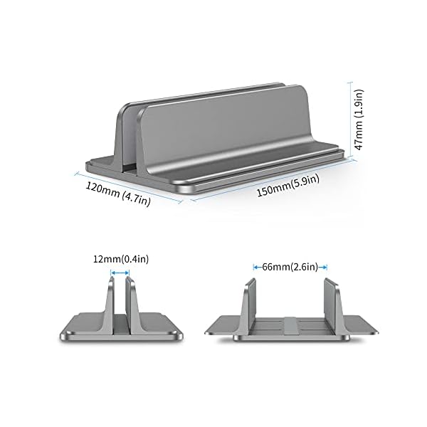 Kallrra Laptop Ständer Vertikal Aluminium, Laptophalter Verstellbar 17 Zoll, MacBook Stand Space Grey, Notebook… – Bild 3