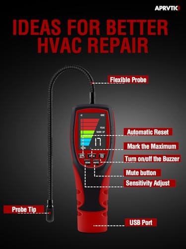 HVAC Refrigerant Leak Detector [2025 Upgrade], Aprvtio ALD-200 PRO Freon& Combustible Gas Leak Detector, 2.6\' Large Screen, Freon Sniffer Teater Visual and Audible Alarm for R134a R410a R454B - Thumbnail 6