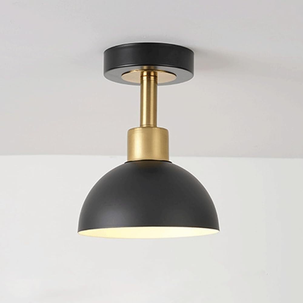 Semicircular Ceiling Light Semi Flush Mount Ceiling Light, Hallway Metal Lights Fixture Small Aisle Porch Corridor Bedroom Living Room Hotel Cafe Ceiling Lamps (Black)