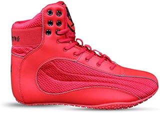 Ninja viking Wrestling Shoes for Men and Women, Top Combat Speed Mens Weightlifting, Powerlifting, Workout, MMA, Boxing Boots, Lightweight, Easy to Wear, Non Slip Red and Black Shoe