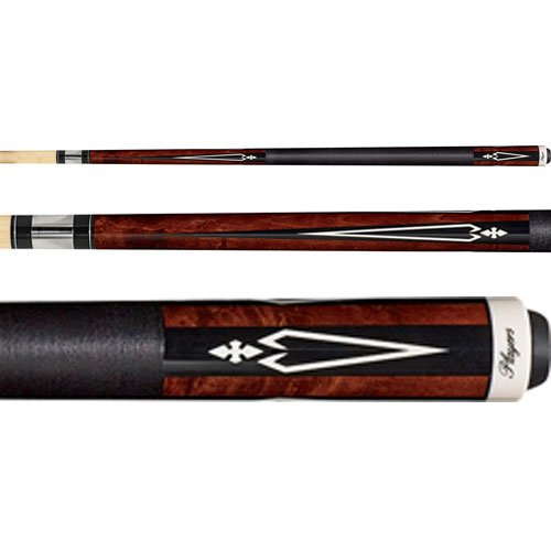 Pure X HXT15 Pool Cue Walnut Stained w/ Black-White Graphic and Black Linen Wrap