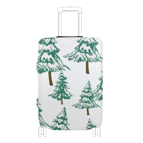 Joisal Capas de mala de viagem verdes e brancas para pinheiros de neve, capa protetora fofa para viagem, acessórios de viagem, P, serve para estojo de 45 a 50 cm, Pinheiros de neve, verde e branco, L