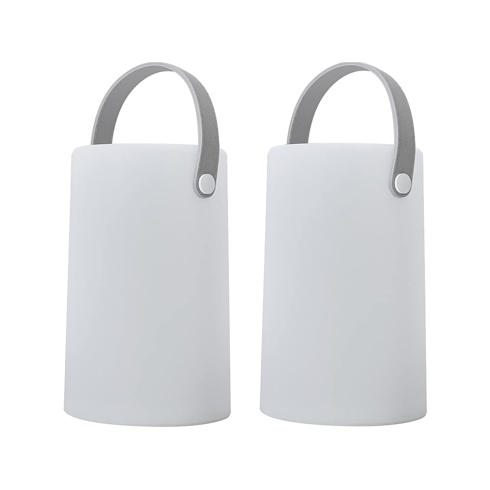 Minisun Cylindrical With Handle | Contemporary Lantern Table Lamps With An Integrated Rechargeable Rgb Colour Changing Led | Lanterns, Home Décor & Improvement Essential | Set Of 2