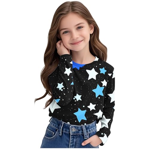 Girls Star Print Tops Long Sleeve T-Shirts Fashion Graphic Tees Shirts Fall Casual Cotton Tshirts4
