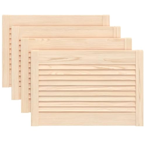 vidaXL 4X Madera Maciza de Pino Puertas Tipo Persiana con Celosía Rejilla Armario Tablillas Guardarropa Separador Decoración 39,5x59,4cm