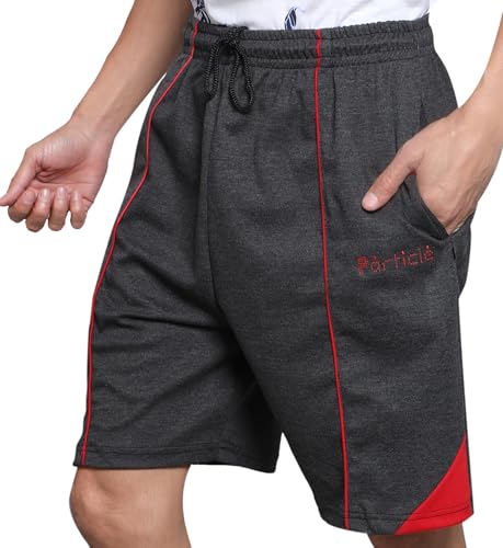 Image of Particle Men's Plus Size Hosiery Corduroy Cotton Bermuda Shorts | 230 GSM Ribbed Fabric | Big Size Casual Half Pants with Pockets for Walking, Gym & Lounge (XL-5XL)