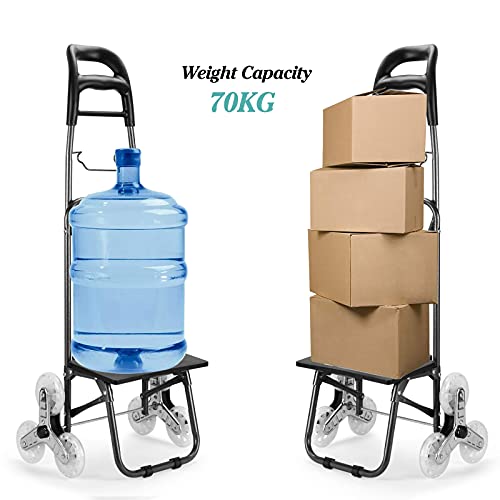 KINLO Einkaufstrolley Treppensteiger mit 3 Räder, Trolly Einkaufswagen Klappbar, Schwarz,Wasserdichter, 45L – Bild 4