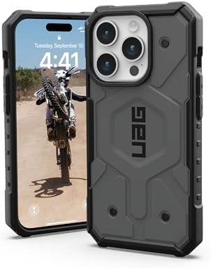 Urban Armor Gear UAG Pathfinder Mag-Safe Compatible, Slim Fit Rugged Protective Case/Cover Designed for iPhone 15 Pro (6.1-Inch) (2023) (Military Drop Tested)-Silver