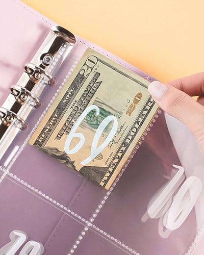 JEJA 100 Ordner Saving Challenge, Budget Planner, sparen 5050€, Sparbuch für Geld Sparen Challenge, Budgetblättern, Etikettenaufklebern, löschbarer Stift, Dunkelgrün