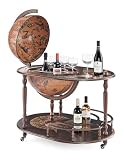 Waypoint Geographic Artemide Bar Globe – 20” Vintage Trolley Bar Cart with 16th-Century Antique Map, Hidden Mini-Bar & Rolling Casters – Italian-Made Home Bar