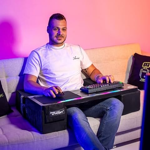 Couchmaster CYCON³ HORIZONLIGHT Bar - Ultimate Ergonomic USB-Hub Gaming Lap Desk for Couch and Bed - Large, Stable and Compatible with All Keyboards and Mouse/Mice, Laptops, PCs, PS4/5, Xbox Cover