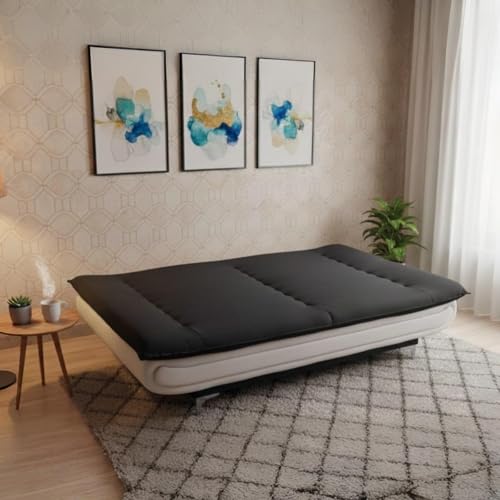 Image of Torque Siesta 3 Seater Sofa Cum Bed for Living Room & Bedroom | Premium Black Suede Fabric Foldable Sofa Bed | 6 x 4 Ft Sleeping Sofa | Space Saving Convertible Couch for Home & Guests