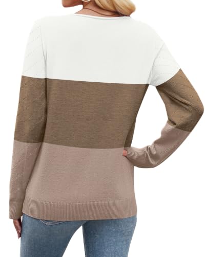 Image of WIHOLL Sweaters for Women V Neck Casual Knit Long Sleeve Tops Lightweight Pullover Clothes Fall Fashion Outfits 2026