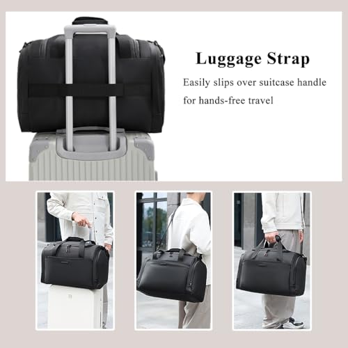 Travel Duffel Bag, Weekender Bag with Shoe Compartment, Gym Bag with Wet Pocket, Carry on Duffle Bag with Luggage Strap, Travel Bag for Men and Women (Black)4