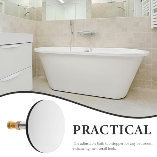Unomor Adjustable Copper Bathtub Plug with 44-55MM Rod Height Rotatable Drain Stopper for Bathroom Tub Multi-Function Bath Drain Cover in Silver - Thumbnail 5