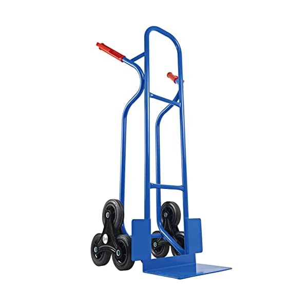 Trestles Profi Sackkarre 250kg Treppensteiger Sackkarre Vollgummireifen Sackkarren Transportkarre Treppensackkarre Treppenkarre S04HS blau | Stabiler Stahlrahmen | große Schaufel | Sicherheitsgriffe